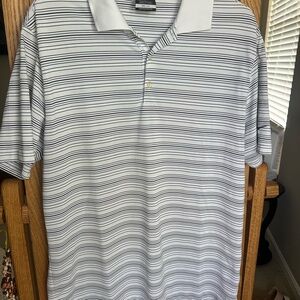 Nike White and Black Polo Shirt Classic Striped Design
